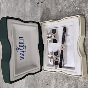 Silver and Black Cufflinks Set